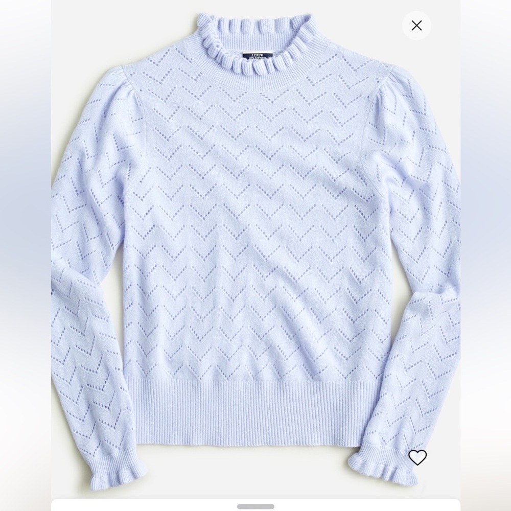 J. Crew Cashmere Pointelle Mockneck Sweater in Soft Blue